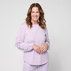 "As Is" Greyby Jhoan Sebastian Lace Up Sleeve Knit Top