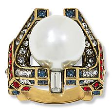 "As Is" Heidi Daus Eiffel Tower Simulated Pearl and Crystal Ring