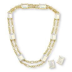 "As Is" Heidi Daus "In Vogue" Glass and Crystal Necklace and Earrin...