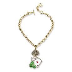 "As Is" Heidi Daus "Lady Luck" Crystal and Enamel Chain Necklace