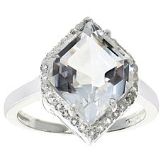 "As Is" Herkimer Mines "Diamond" Quartz and Gem Hexagon Halo Ring