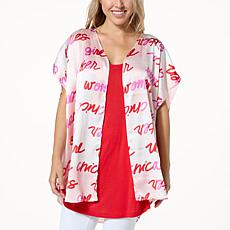 "As Is" Hue 2-piece Printed Ruana and Tank Set