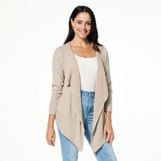"As Is" HUE Marled Rib Knit Cardigan