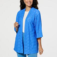 "As Is" IMAN Global Chic Kimono-Sleeve Zebra Mesh Cardigan