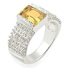 "As Is" Imperial Silver Sterling Gemstone Wheat Chain Solitaire Ring