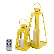 "As Is" Improvements Metal Lanterns with LED Pillar Candles - Set of 2