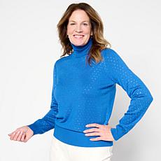 "As Is" Jaclyn Smith All-Over Rhinestone Turtleneck Sweater