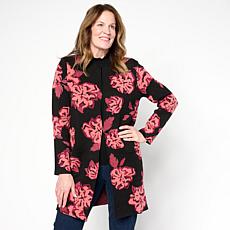 "As Is" Jaclyn Smith Jewel Neck Jacquard Coatigan