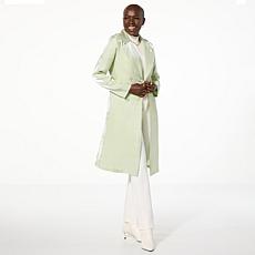 "As Is" Jaclyn Smith Metallic Belted Trench Coat