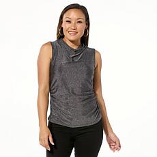 "As Is" Jaclyn Smith Metallic Knit Cowl Neck Sleeveless Top