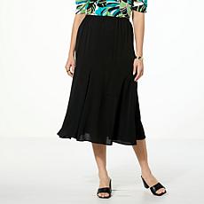 "As Is" Jaclyn Smith Pebbled Crepe Bias-Seamed Pull On Midi Skirt