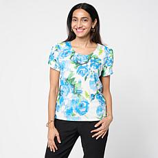 "As Is" Jaclyn Smith Scoop-Neck Tulip Sleeve Knit Tee