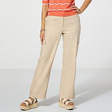 "As Is" Jaclyn Smith Stretch Linen Blend Pull-On Cargo Pant