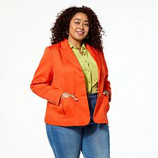 "As Is" Jaclyn Smith Stretch Woven Buttoned Blazer