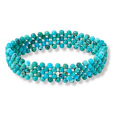 "As Is" Jay King Heavenly Well Lake Trquoise Woven Bead Stretch Brcelt