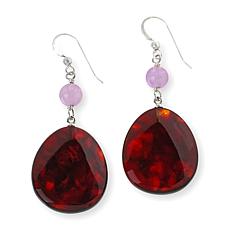 "As Is" Jay King Sterling Brown Amber & Pink Kunzite Drop Earrings