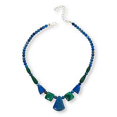 "As Is" Jay King Sterling Silver Denim Lapis and Malachite 18" Neck...