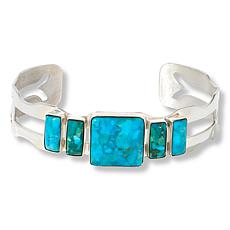 "As Is" Jay King Sterling Silver Maidenhair Turquoise Cuff Bracelet