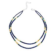 "As Is" Jay King Sterling Silver Multigemstne Bead 2-Strand 18" Ncklce