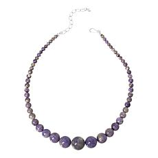 "As Is" Jay King Sterling Silver Purple Opal Graduated Bead Necklace