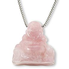 "As Is" KALIFANO Happy Buddha Carved Gemstone 30" Necklace