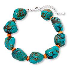 "As Is" KALIFANO Turquoise Nugget and Spiny Oyster Shell Bracelet