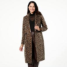 "As Is" kathy ireland® Fashion 360 Leopard Love Double-Breasted Tre...