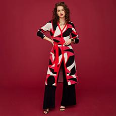 "As Is" LB70 by Lloyd Boston Throw & Go Belted Sweater Knit Jacquar...