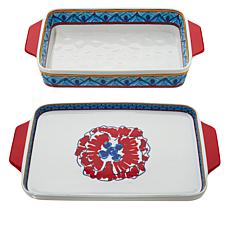 "As Is" Lidia's Kitchen 9" x 13" Ceramic Baker with Serving Tray Lid