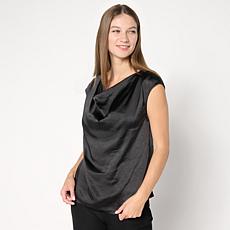 "As Is" MarlaWynne Satin Drape Neck Top