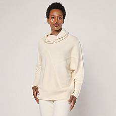 "As Is" MarlaWynne Seaming Sweater with Cowl Neck and Dolman Sleeves