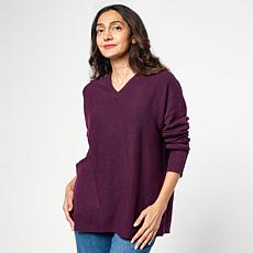 "As Is" MarlaWynne V-Neck Boxy Sweater with Pocket