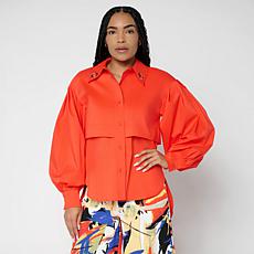 "As Is" Megan Renee Grommet Button Down Poplin Top