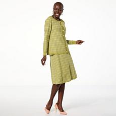 "As Is" Nina Leonard 2-piece Tweed Cardi and Skirt Set