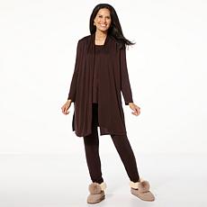 "As Is" Nina Leonard 3-piece Shawl Cardigan Tank and Pant Set