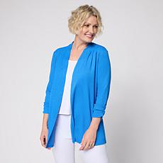 "As Is" Nina Leonard 3/4-Sleeve Crinkle Rib Topper