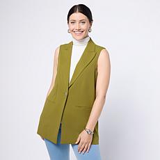 "As Is" Nina Leonard Collared Vest with Pockets