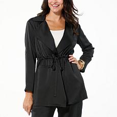 "As Is" Nina Leonard Hammered Satin Drawstring Waist Jacket