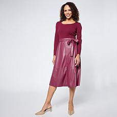 "As Is" Nina Leonard Jewel Neck Long-Sleeve A-Line Dress