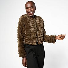 "As Is" Nina Leonard Long Sleeve Faux Fur Bolero Top