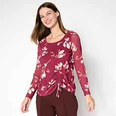 "As Is" Nina Leonard Long Sleeve Power Mesh Top