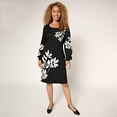 "As Is" Nina Leonard Long Sleeve Scoop Neck Sweater Sheath Dress