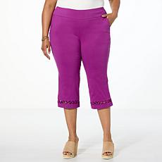 "As Is" Nina Leonard Millennium Crop Pant with X-Strap Detail