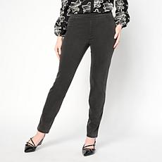 "As Is" Nina Leonard Narrow Leg Elastic Waist Stretch Knit Denim Pant