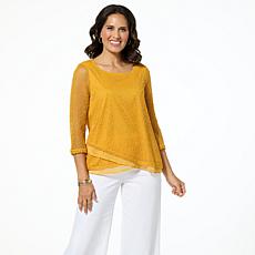 "As Is" Nina Leonard Novelty Sequin Open Knit Top