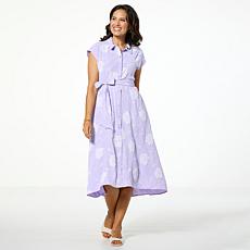 "As Is" Nina Leonard Puffed Print Hi-Low Shirtdress