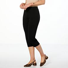 "As Is" Nina Leonard Pull-on Crop Pant with Scalloped Detail