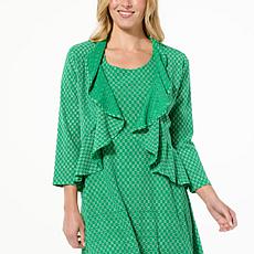 "As Is" Nina Leonard Ruffle Trim Eyelet Bolero 