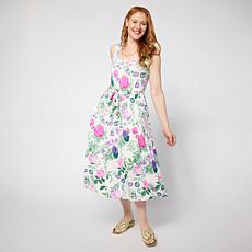 "As Is" Nina Leonard Scoop-Neck Sleeveless Midi Dress