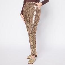 "As Is" Nina Leonard Scuba Knit Narrow Leg Trouser Printed Pant
